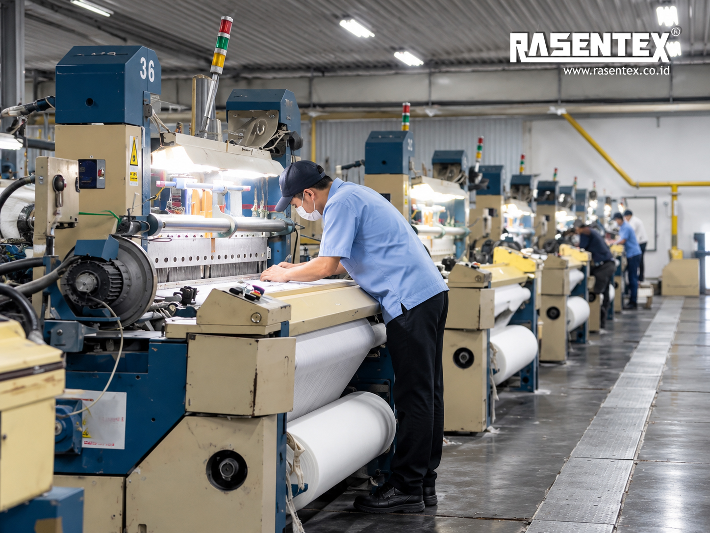 Tekstur dan gulungan bahan tekstil